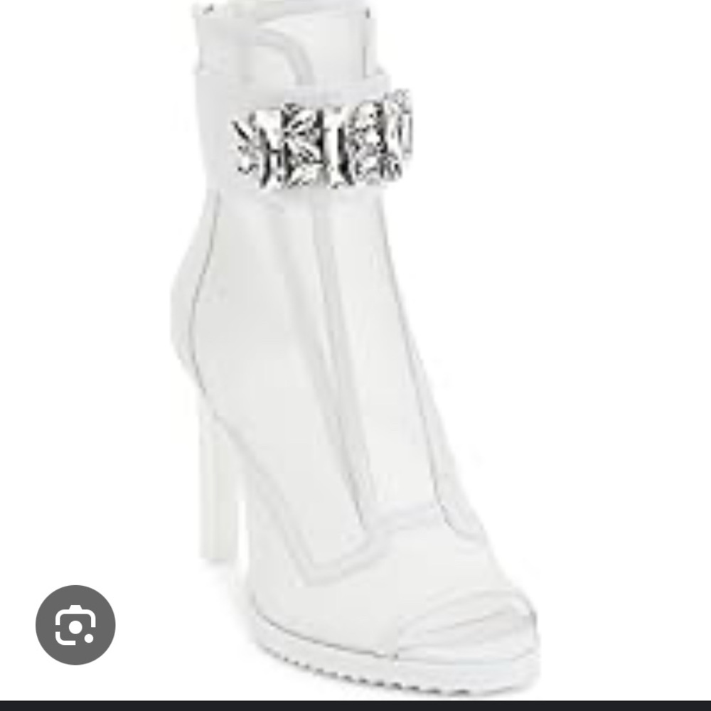 Karl Lagerfeld White Ankle Booties with Embellished Strap